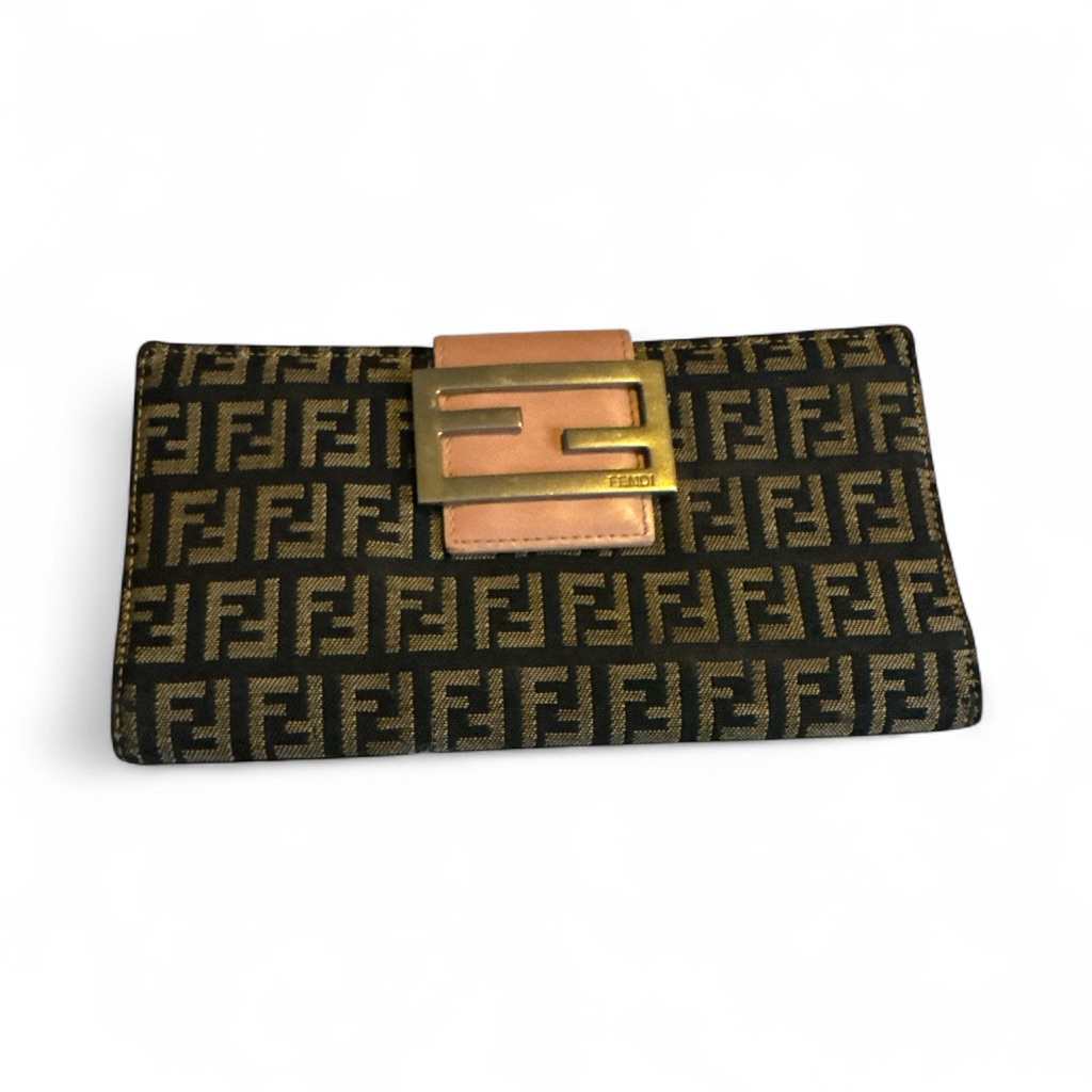 Fendi Zucca/Zucchino Long Wallet Used Condition